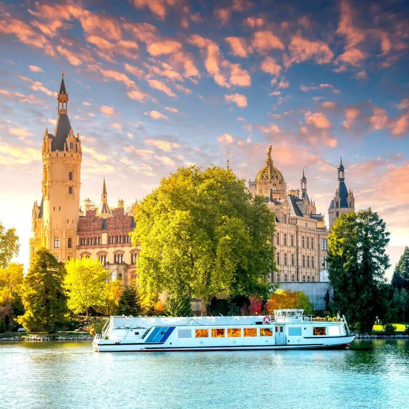 Up Close View Of Schwerin Castle In Germany