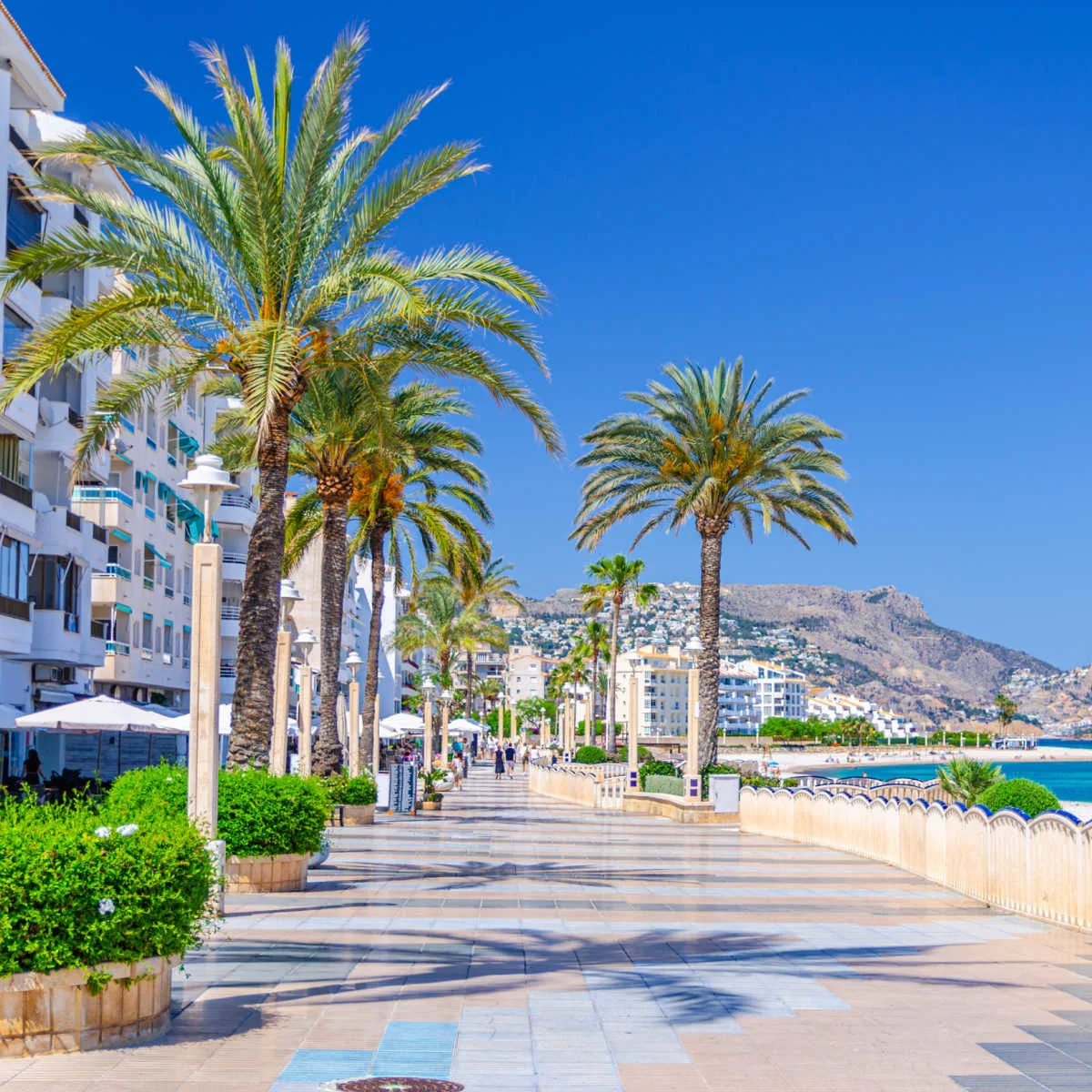 Vibrant promenade in Altea, Spain