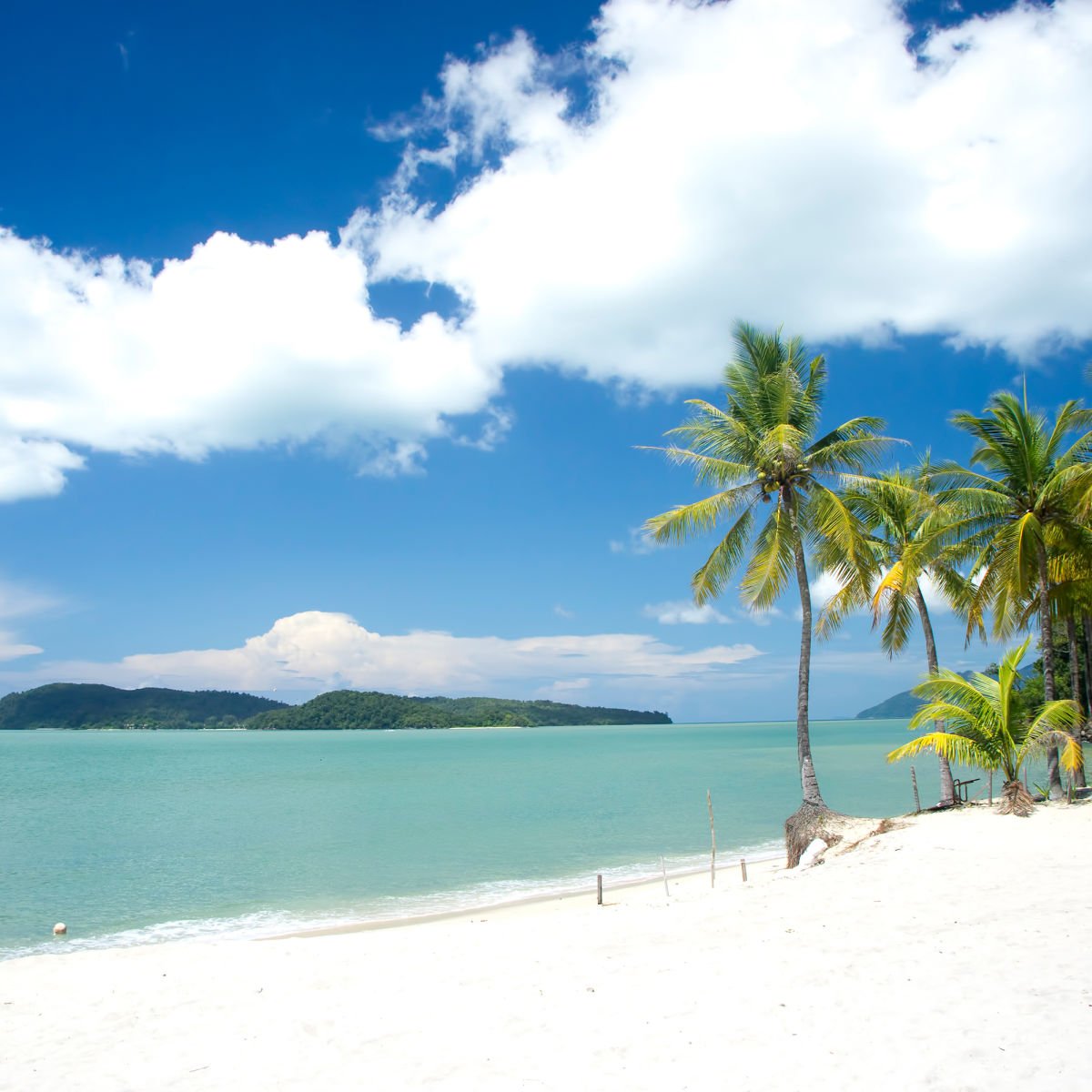 White-sand tropical beach at Langkawi island, Malaysia