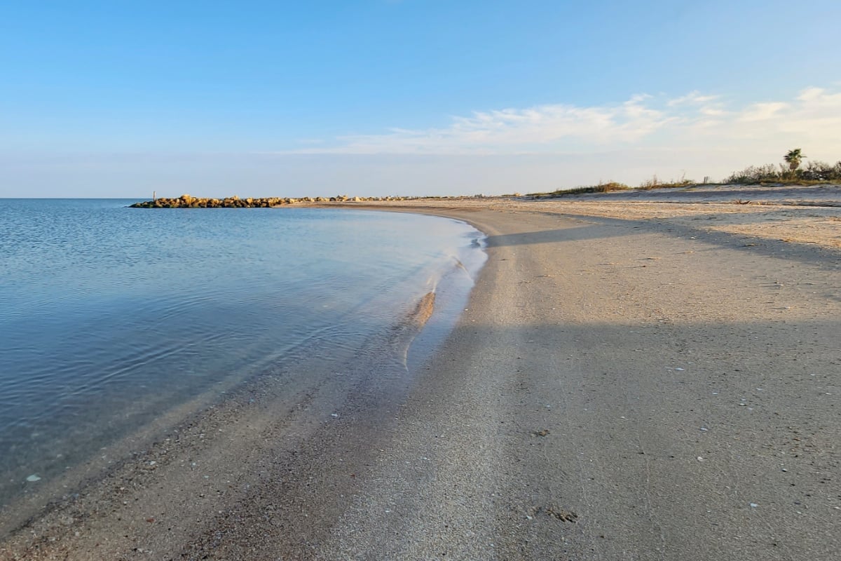 A scenic view of Indianola Beach in Port Lavaca, Texas.