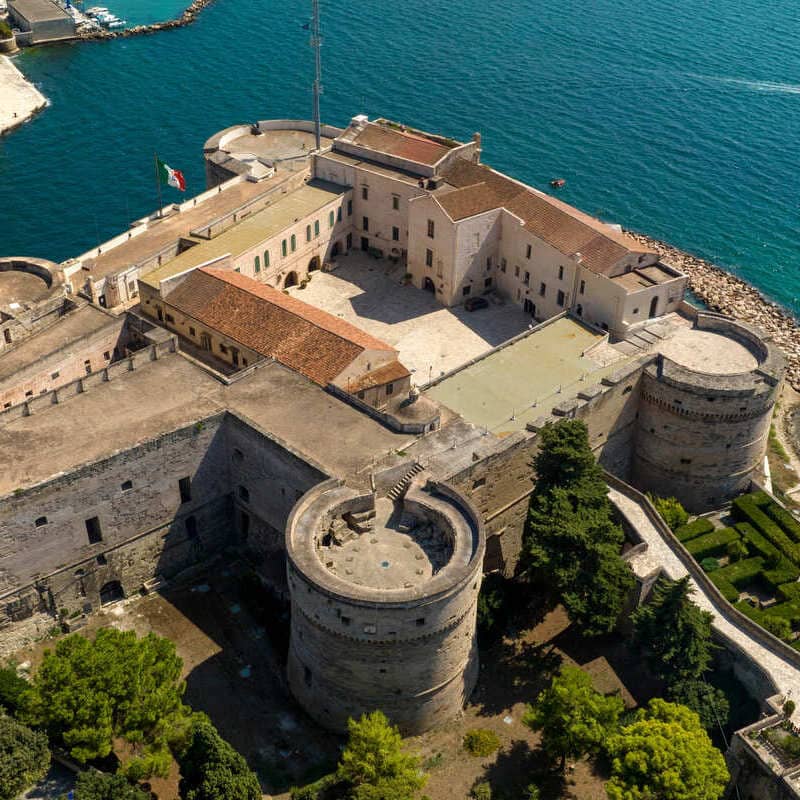 Aerial view of Castello Aragonese, Taranto, Italy
