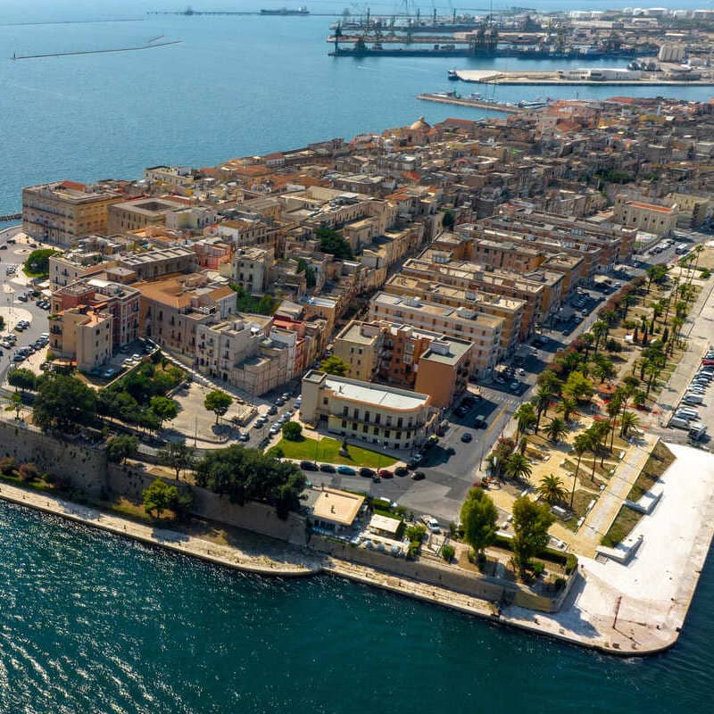 Aerial view of the old town of Taranto, Italy