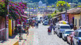 Ataco, El Salvador with people in the street