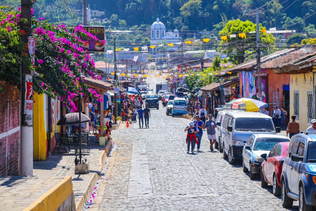 Ataco, El Salvador with people in the street