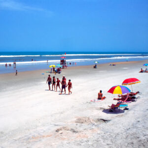 Beachgoers on nice day at Bethune Beach - Florida