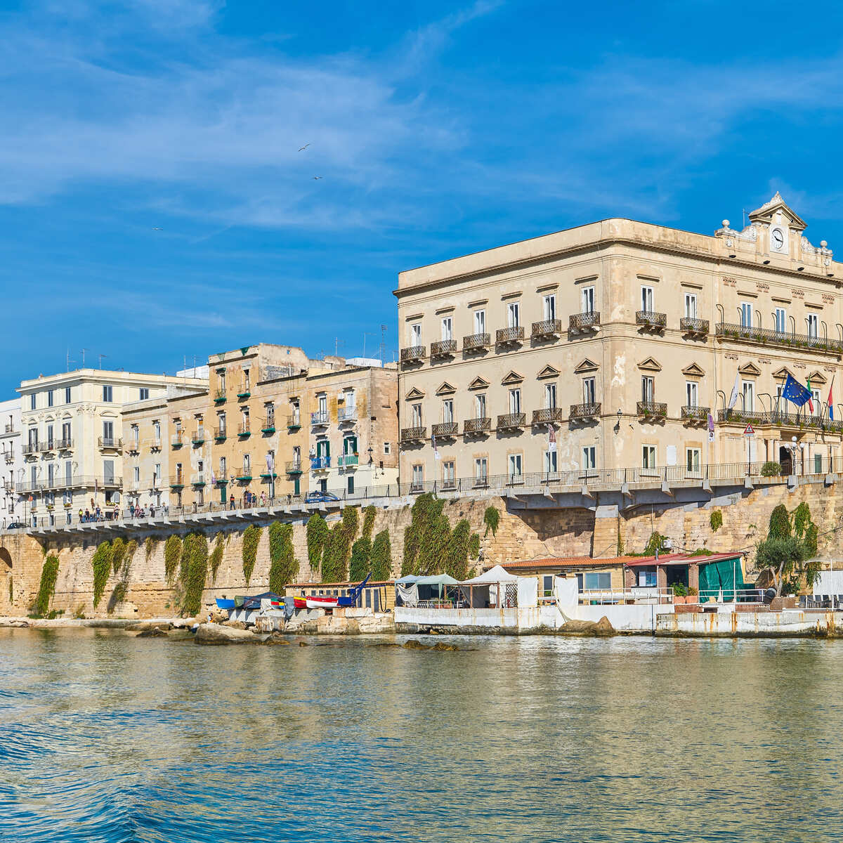 Beautiful buildings on the water in Taranto, Italy