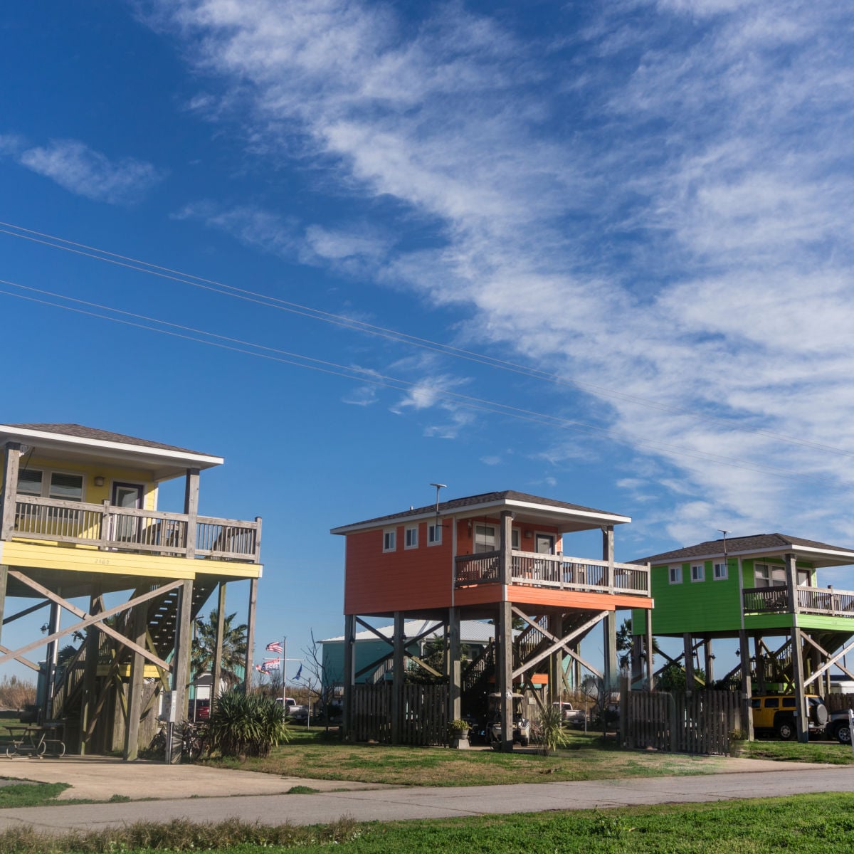 Colorful stilt houses - Holly Beach, LA