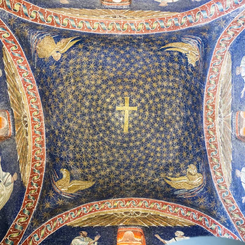 Frescoed Ceiling Of A Basilica In Ravenna, Italy