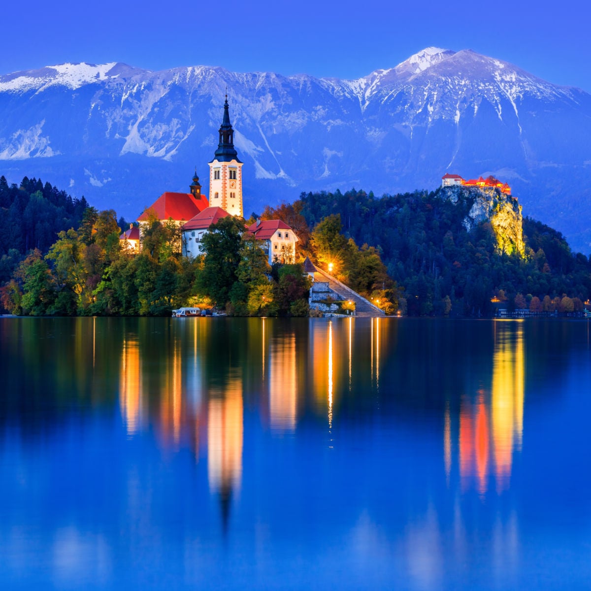 Lake Bled, Slovenia with mirrored reflection