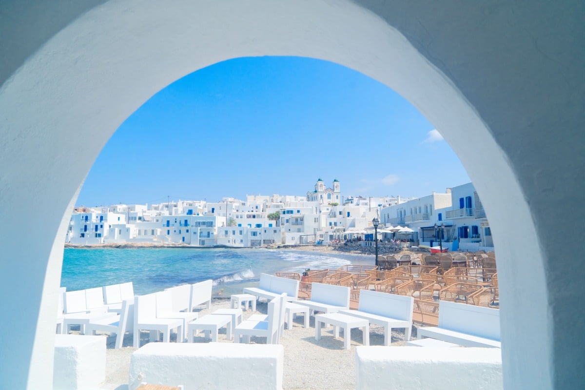 Naoussa Harbor View In Paros, Greece