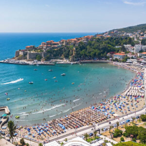 Panorama of Ulcinj, Montenegro cove