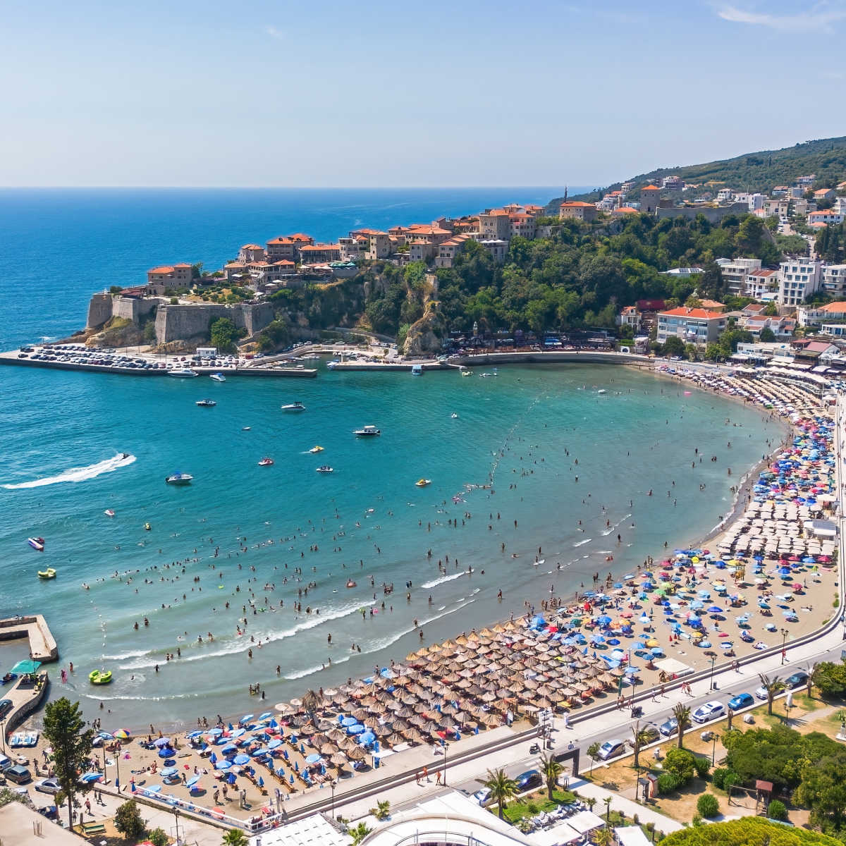 Panorama of Ulcinj, Montenegro cove