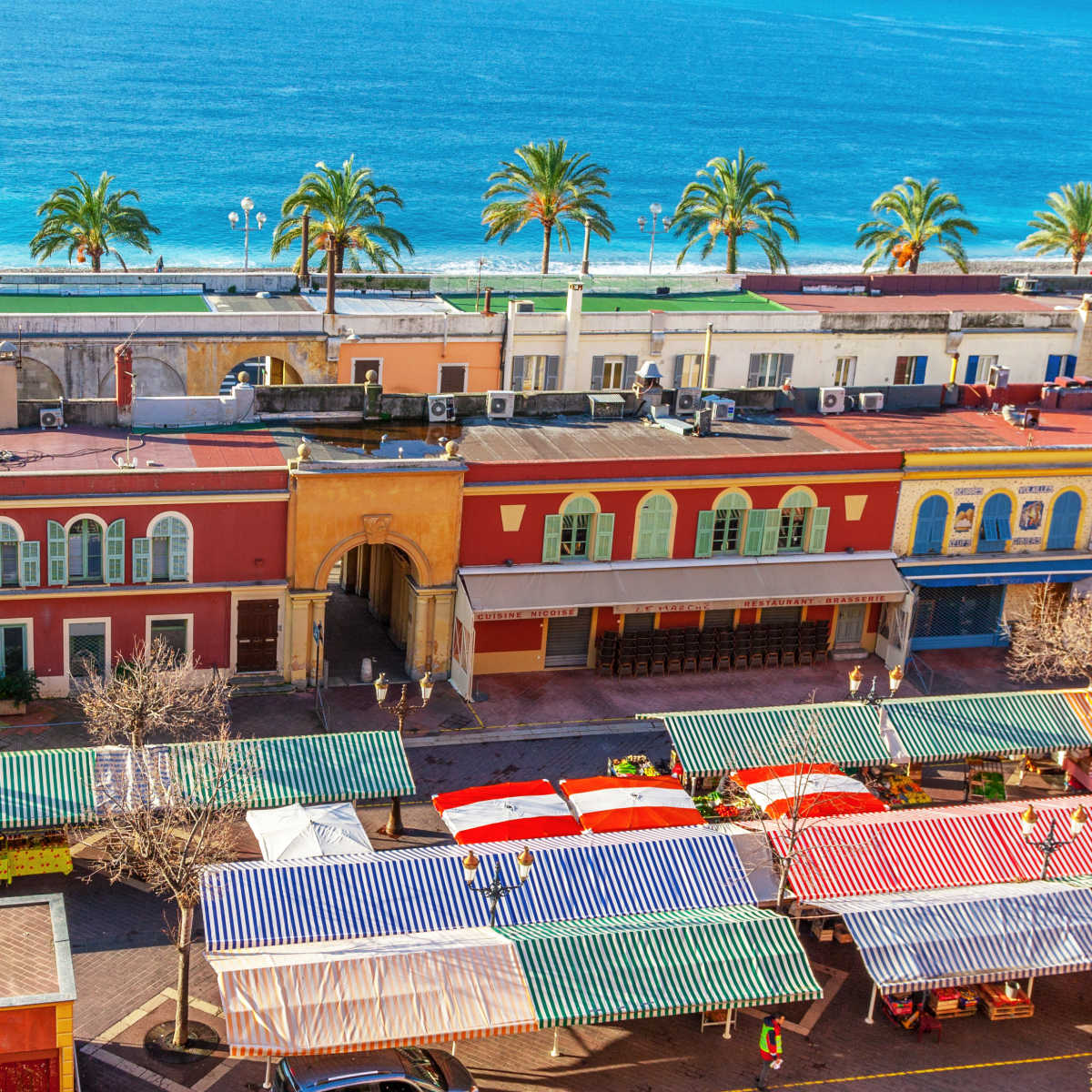 Panoramic view of coastline in Nice, France