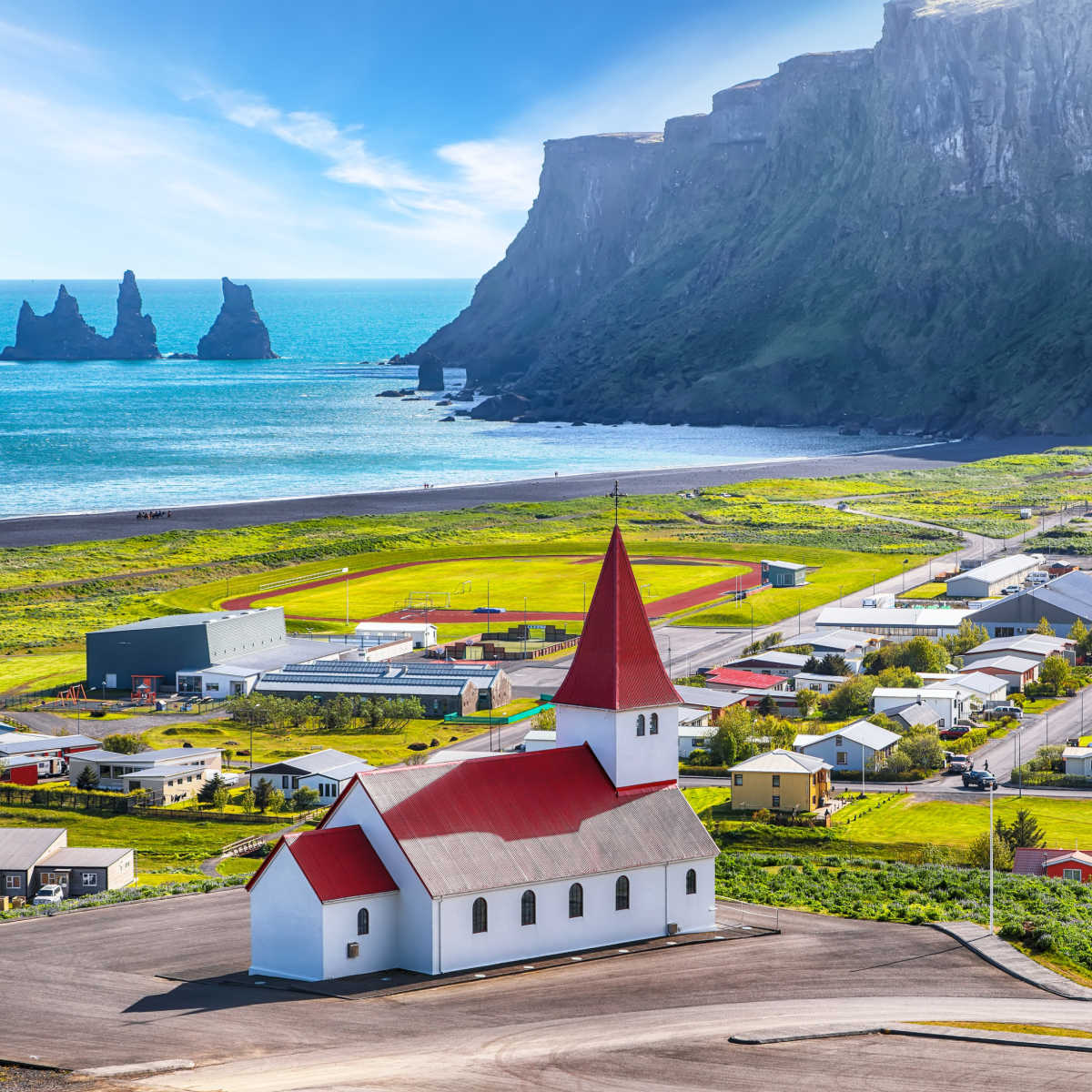 Remarkable view of Vikurkirkja church in Vik, Iceland