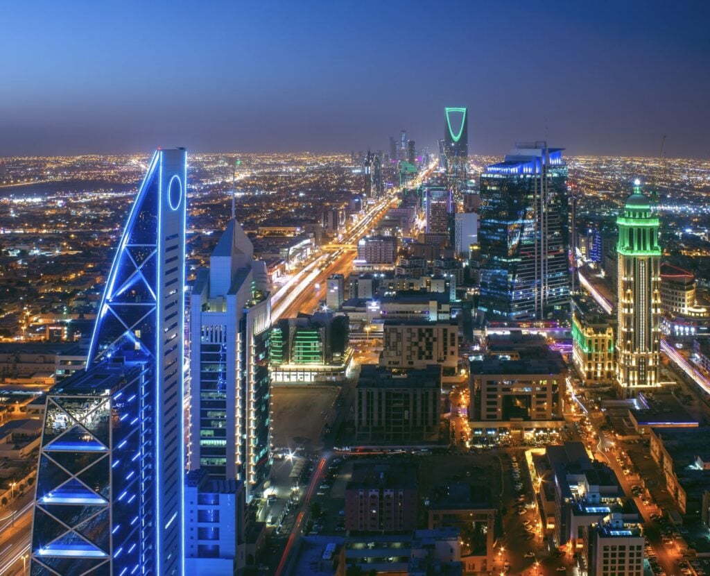 Riyadh, Saudi Arabia - Aerial night panorama