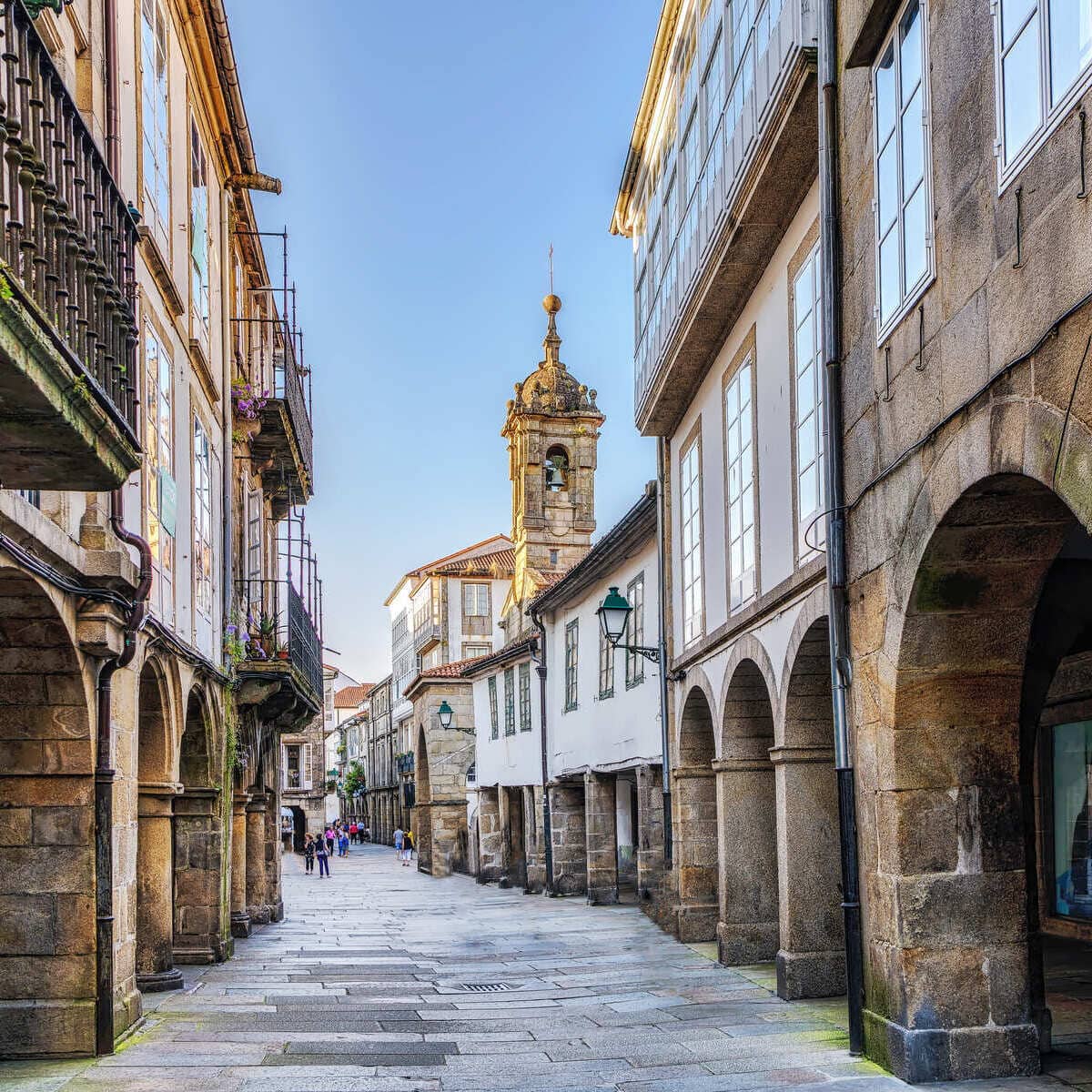 Rua Nova In Santiago de Compostela Centro Historico, Galicia, Spain