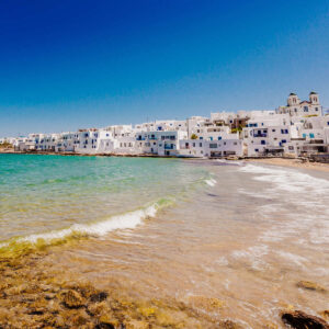 Sandy Beach In Naoussa, Paros, Greece