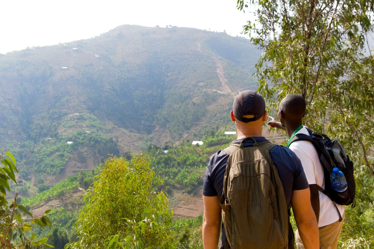 Someone hiking in Rwanda
