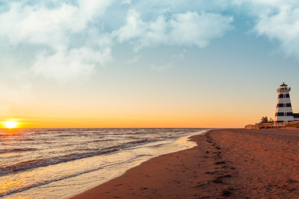Lighthouse on beach in Prince Edward Island