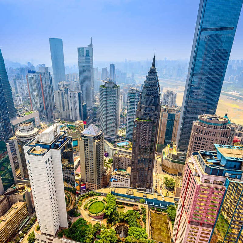 Wide Angle View Of A Skyscraper Dotted Chongqing, China