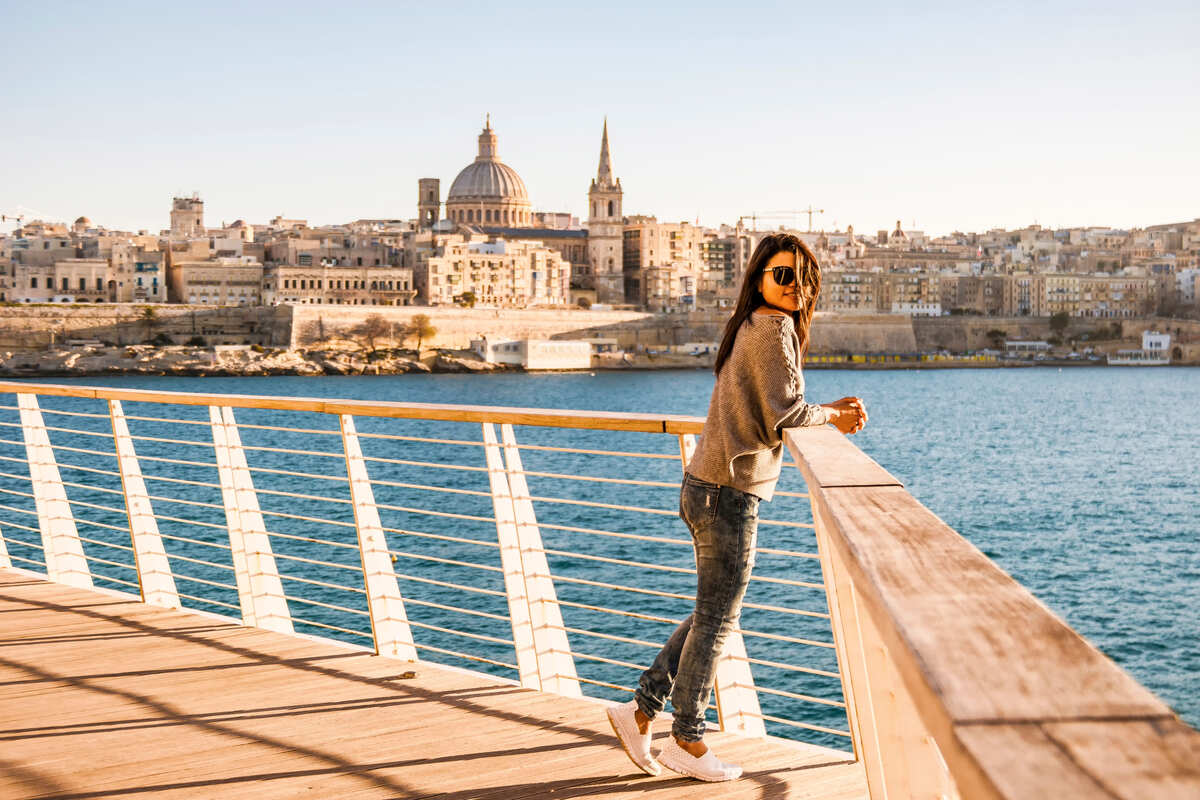 Young Female Tourist In Valletta, Malta