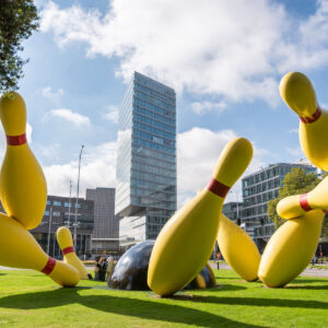 Art installation of bowling pins - Eindhoven, Netherlands