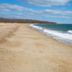 Beach in Bluff Point State Park in Groton, Connecticut,