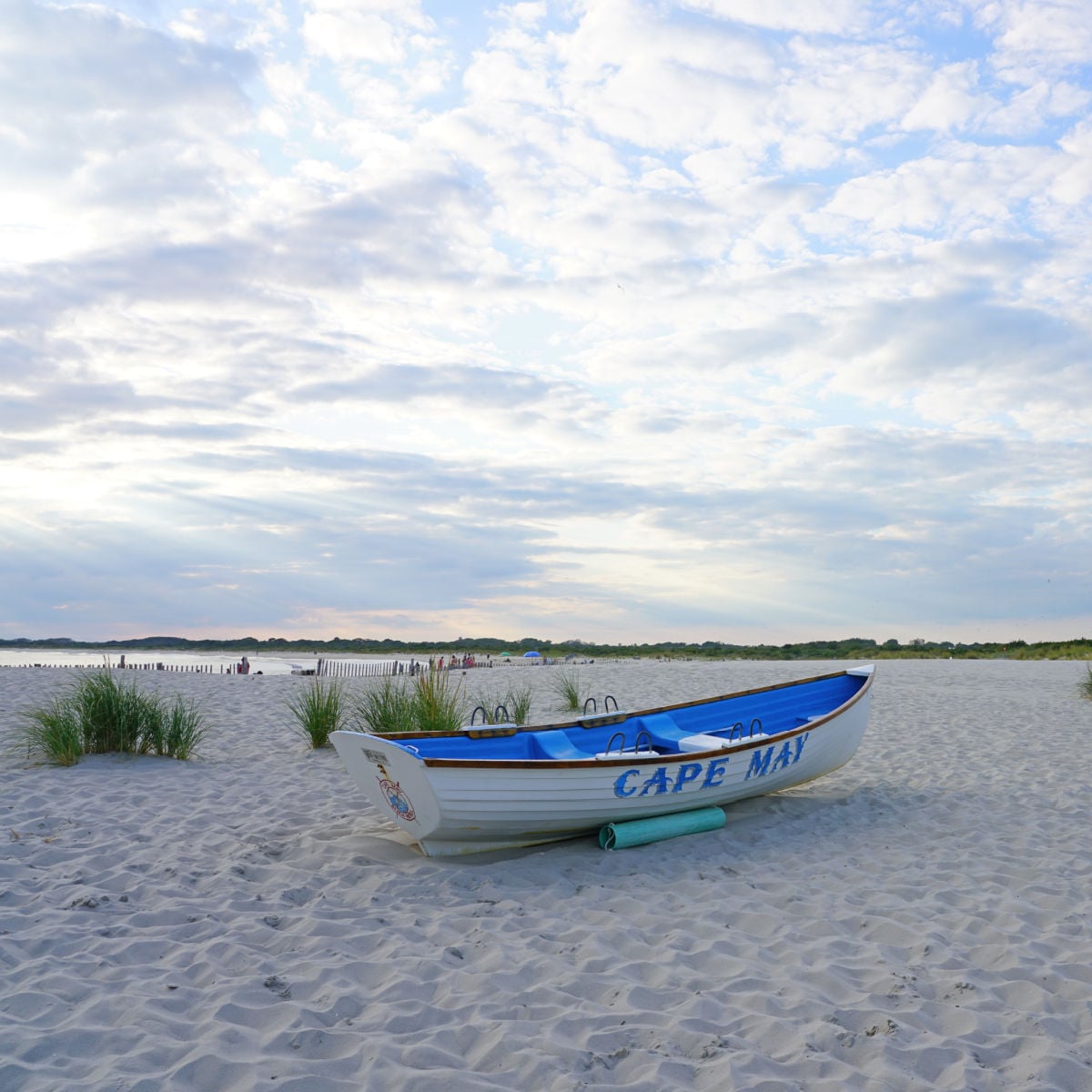 Boat on beach in Cape May, NJ