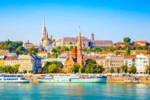 Budapest skyline, Buda castle and Danube river