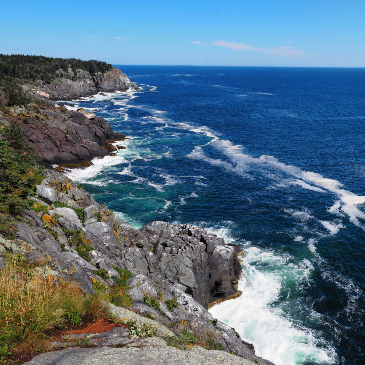 Dramatic rugged cliffs on Monhegan Island, Maine