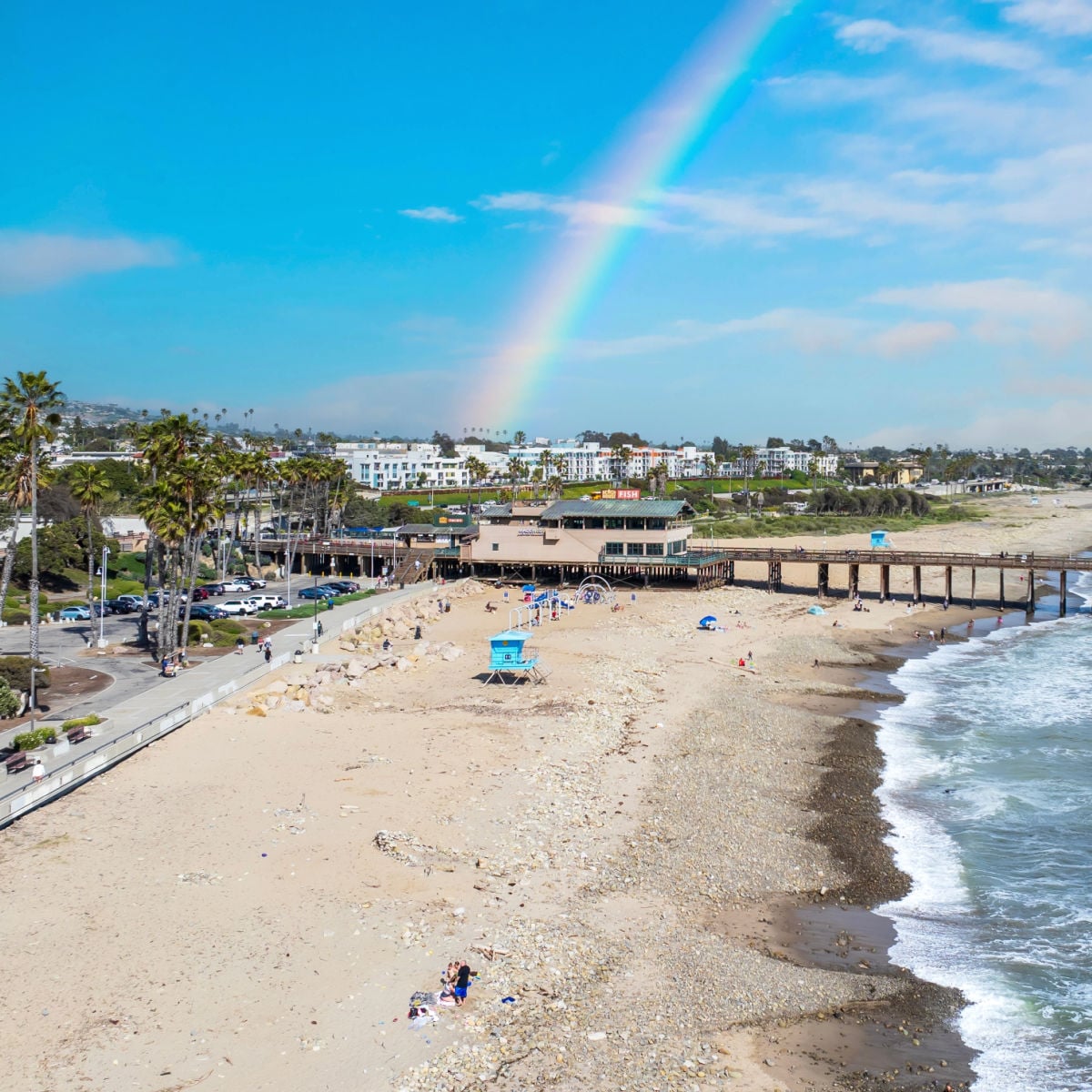 Rainbow over pier in Ventura, CA