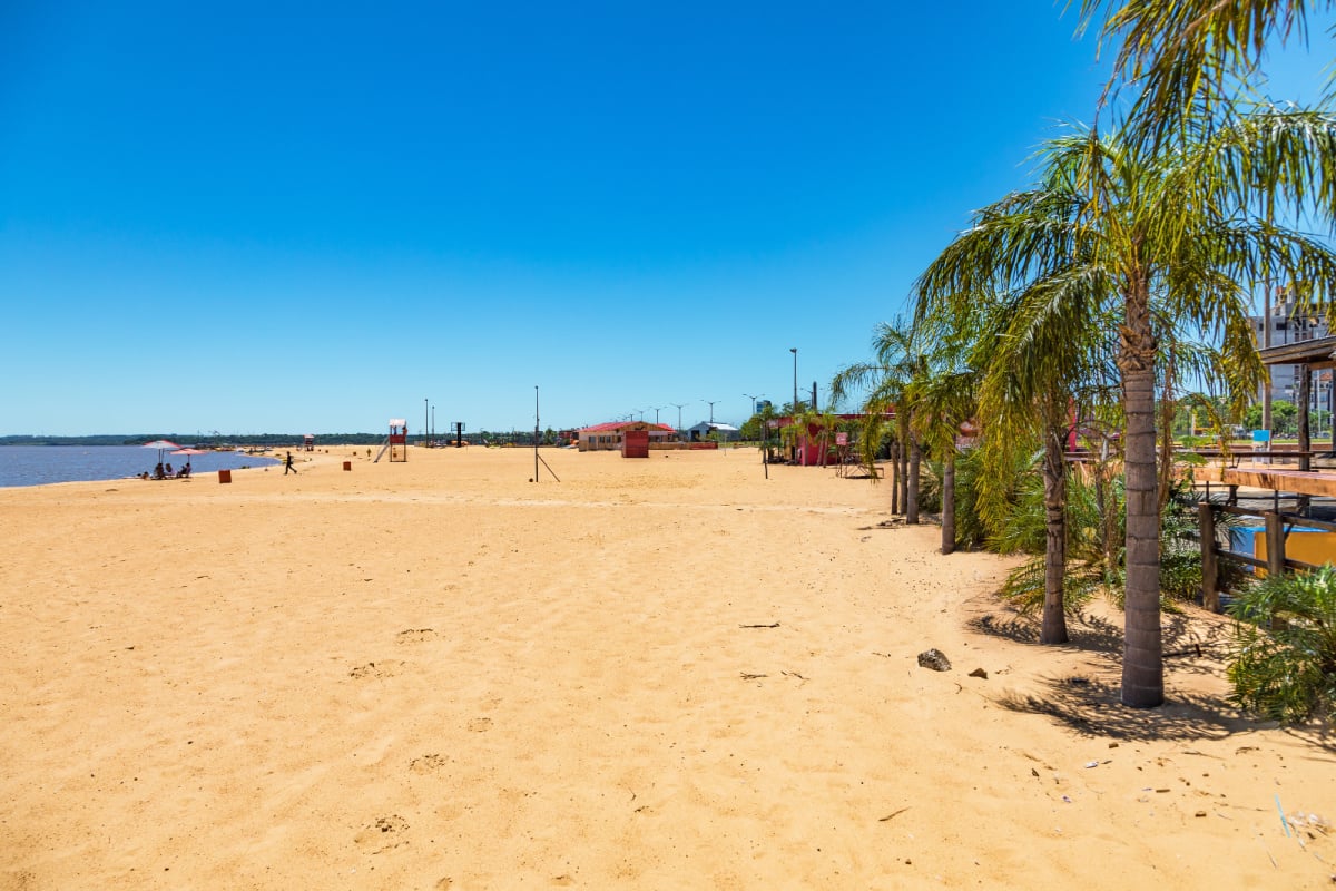 Golden sand in the riverside town of Encarnacion, Paraguay