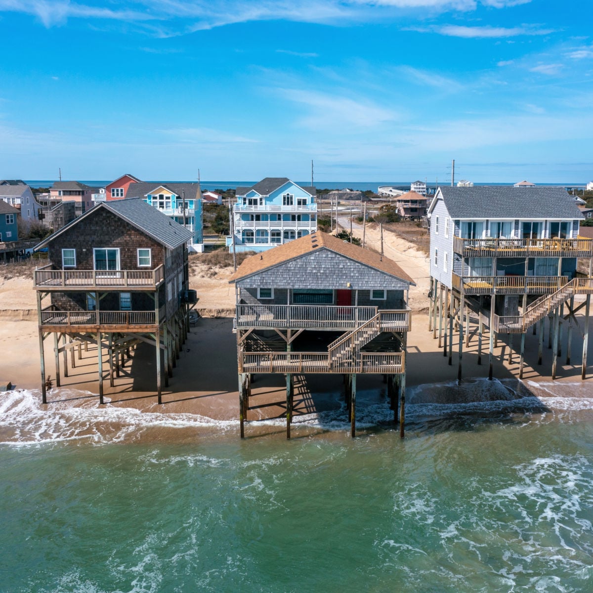 Stilted beach homes in Outer Banks, NC