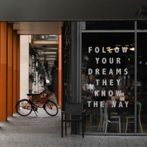 Street view of cafe in Eindhoven, Netherlands