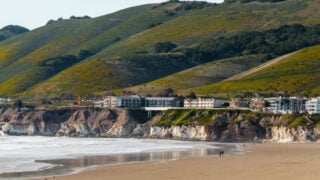 Beautiful beach and rolling hills in Pismo Beach