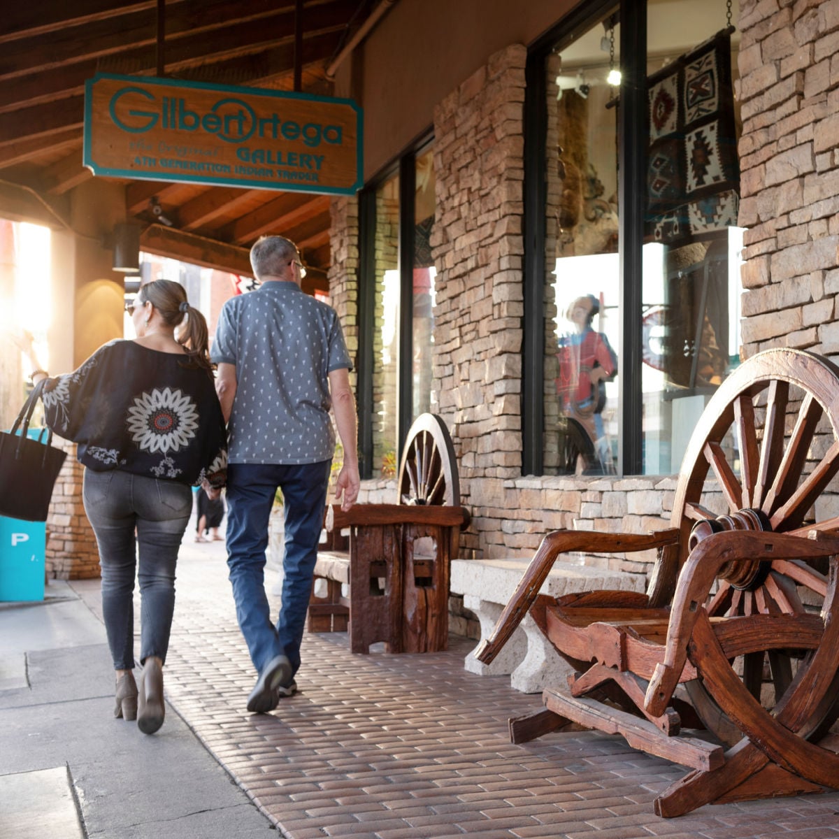 Tourists shopping in Old Town Scottsdale, AZ