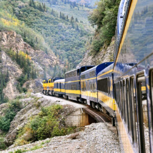 Train traversing Alaska wilderness