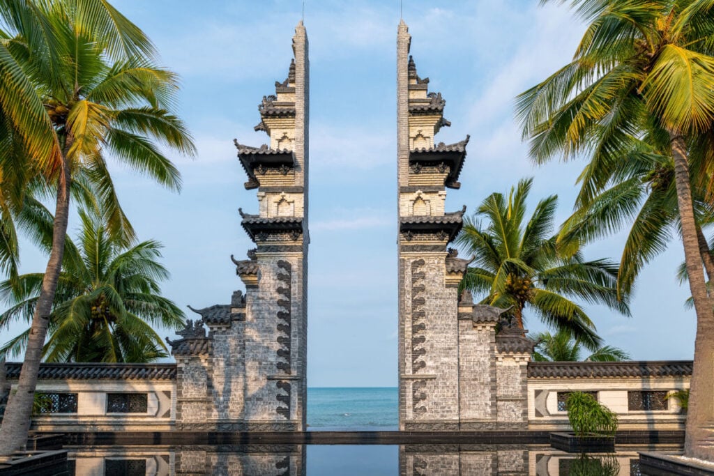 Palm trees on coast of Sanya, China