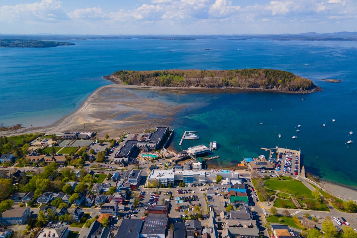 Aerial view of Bar Harbor, Maine