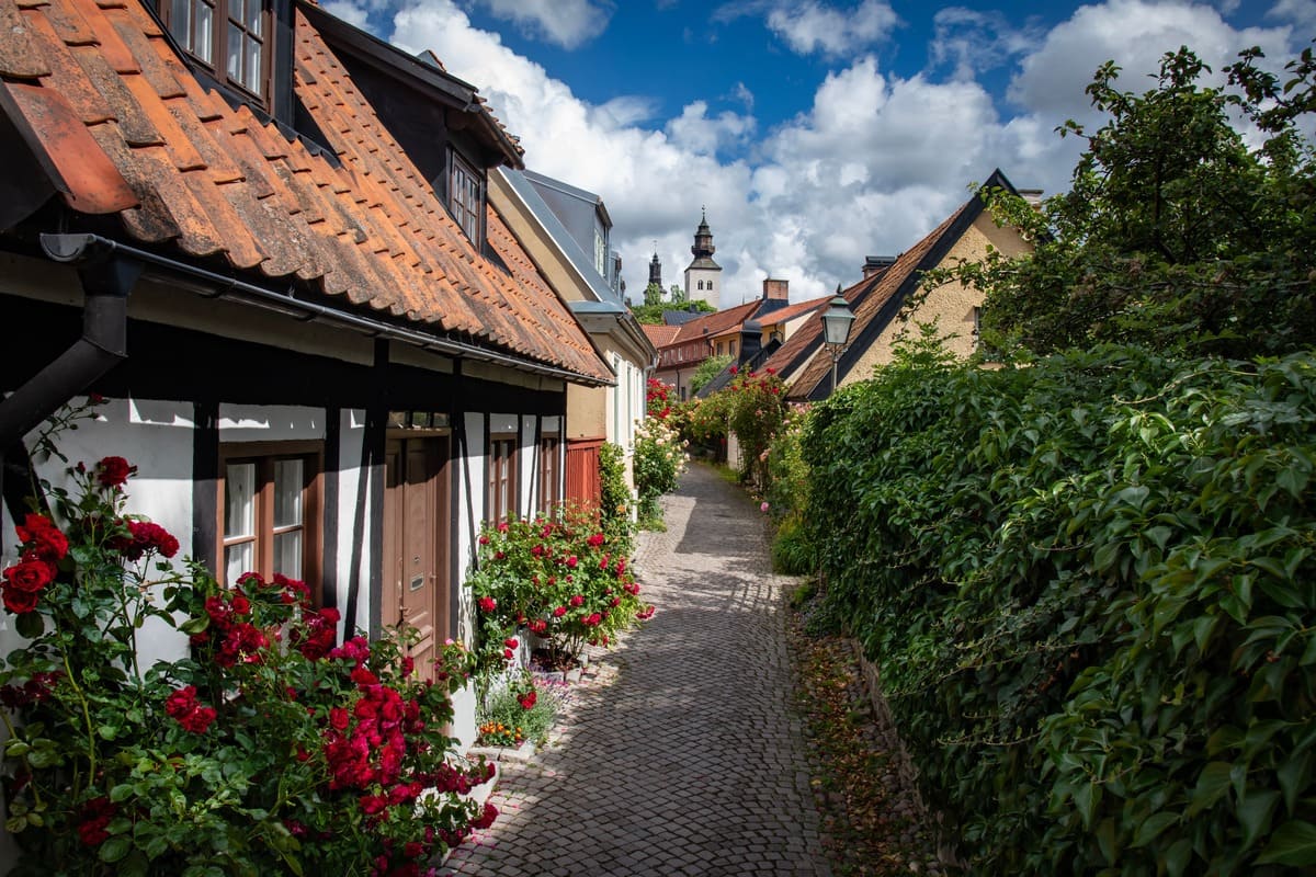 Cobbled Street In Visby, Gotland, Sweden