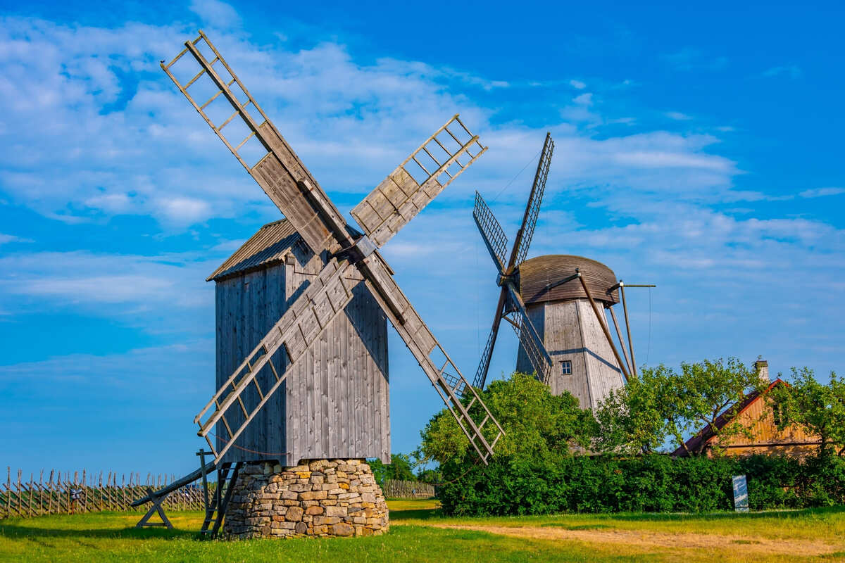 Historic Wooden Windmills In Saaremaa Island, Estonia