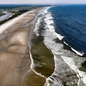 Ogunquit, Maine coastline at low tide