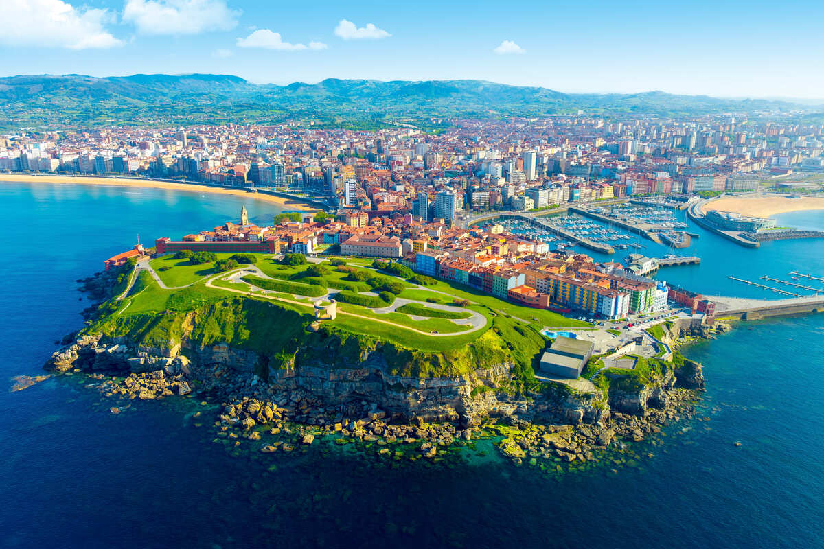 Panoramic View Of The Coast Of Gijon, Spain