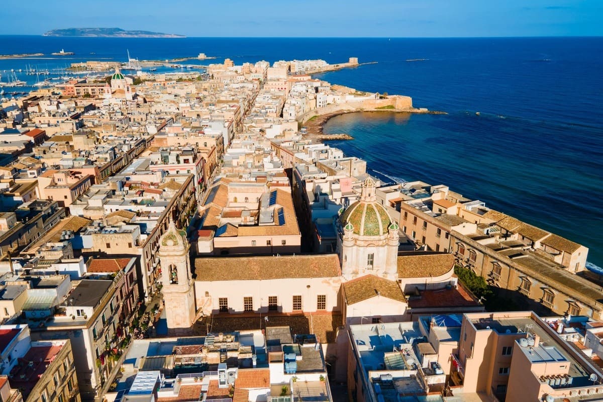 Panoramic View Of Trapani Historic Center, Sicily, Italy