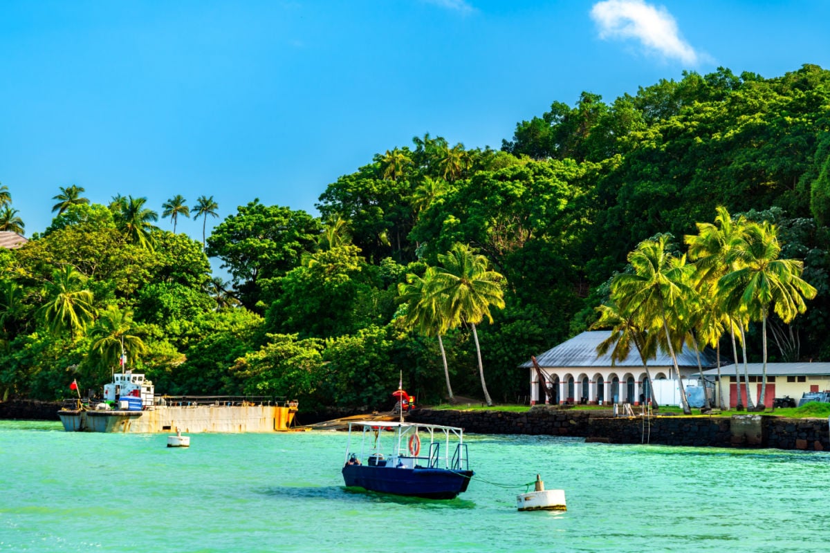 Port at a former penal colony on Ile Royale, the Salvation Islands in French Guiana, South America