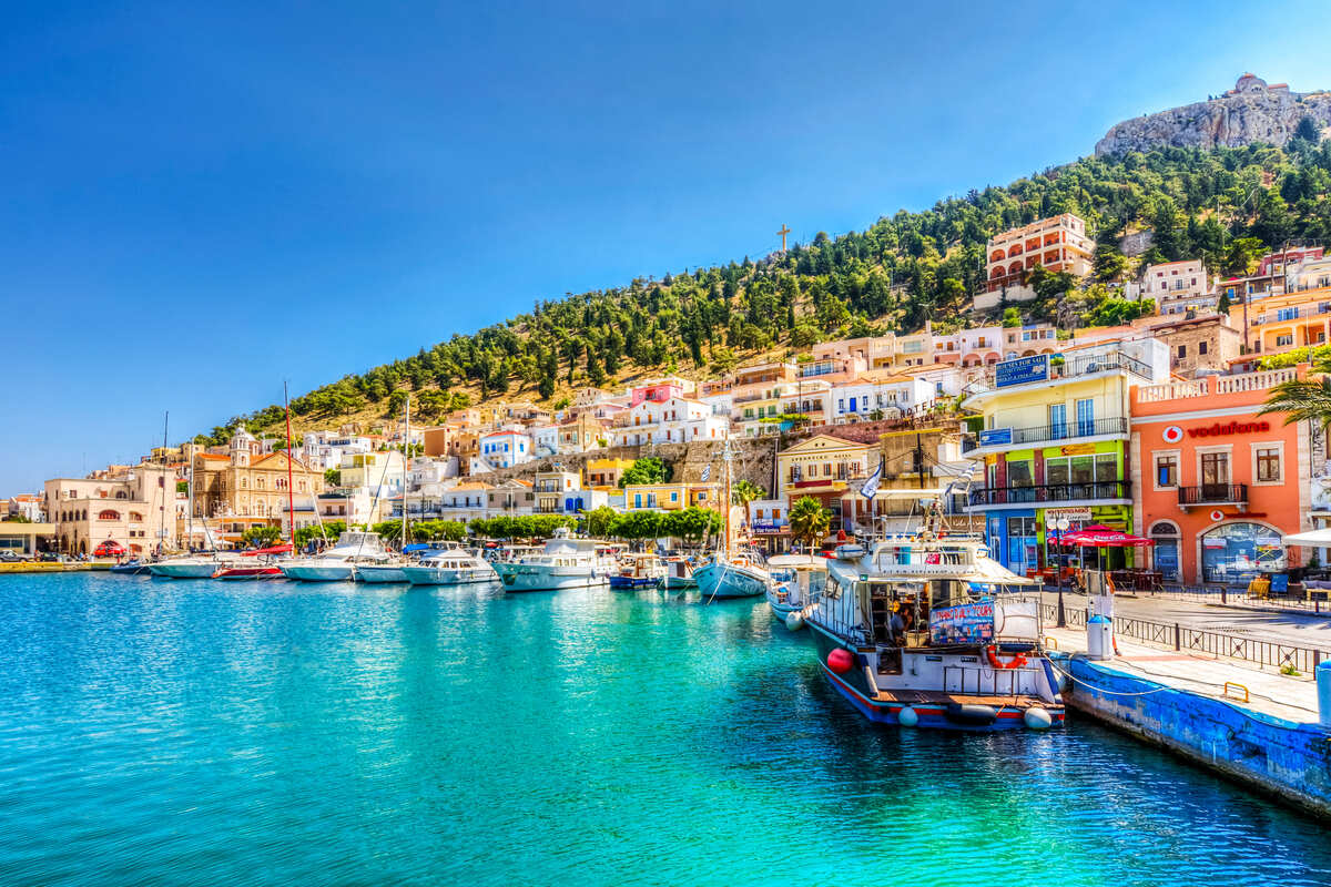 Pothia Harbor In Kalymnos, Greece