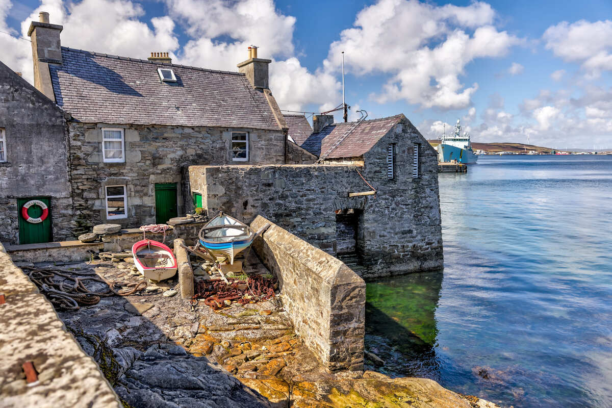 Stone Houses On Lerwick Harbour, Shetland, Scotland
