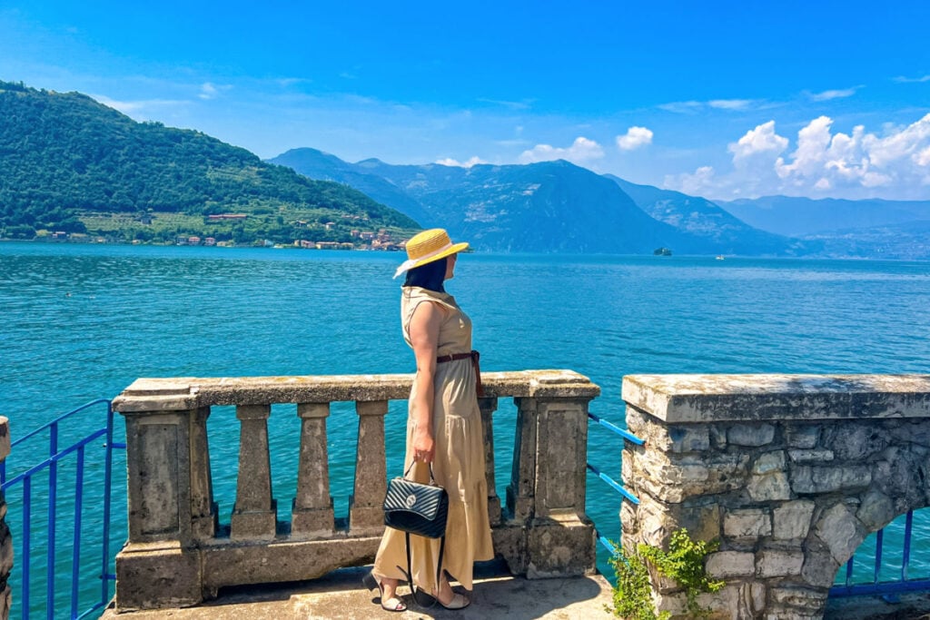 Lady posing at Lake Iseo, Italy