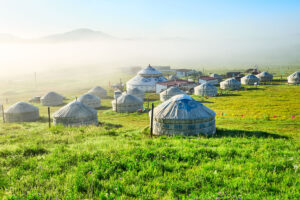 The landscape of meadow steppe of the Wulanbutong.The Wulanbutong grassland of summer.
