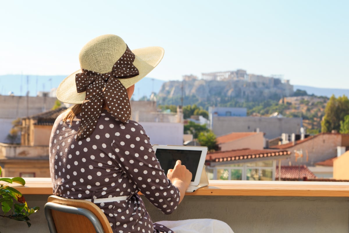 Digital nomad working in Athens, Greece